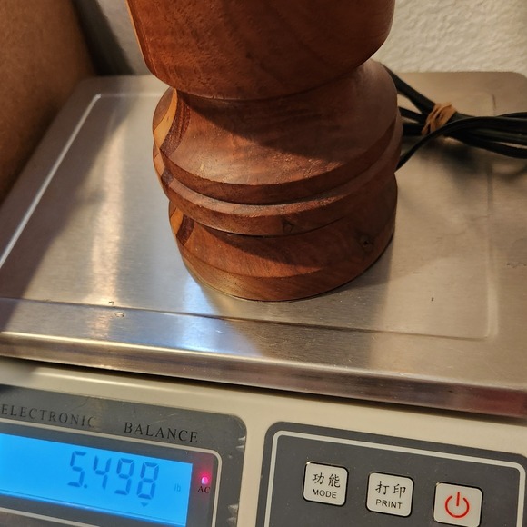 Pair Vintage Capiz Shell Table Lamps Wood Brass Base MCM Coastal Boho 70s modern - Picture 7 of 11